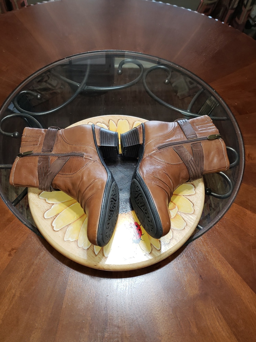 💘🖤EARTH ODYSSEY HEELED ANKLE BOOTS BOOTIES ALMOND LEATHER WITH BUCKLE 9.5/41 - Picture 6 of 10